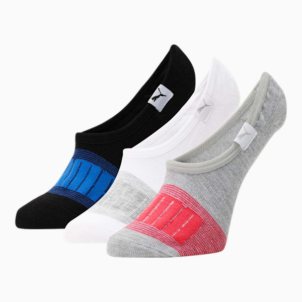 Women's No Show Socks [3 Pack], GREY / PINK, extralarge